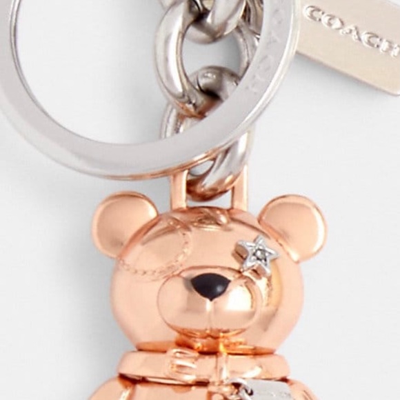 Coach Rosegold 3 D Bear Bag Charm / Key Chain with Star eye accent NWT 🐻⭐️🎁 - Picture 2 of 3